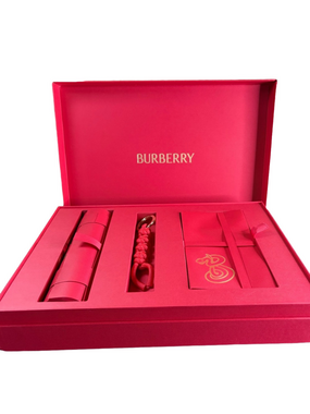 Burberry Red Lunar New Year Gift Set Envelopes Cards Keychain Box Rare NWOT
